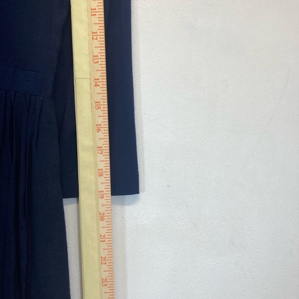 Anthropologie Parameter Dress Women Navy Blue V-Neck Zip Front Size 4 Pleated - Picture 8 of 16
